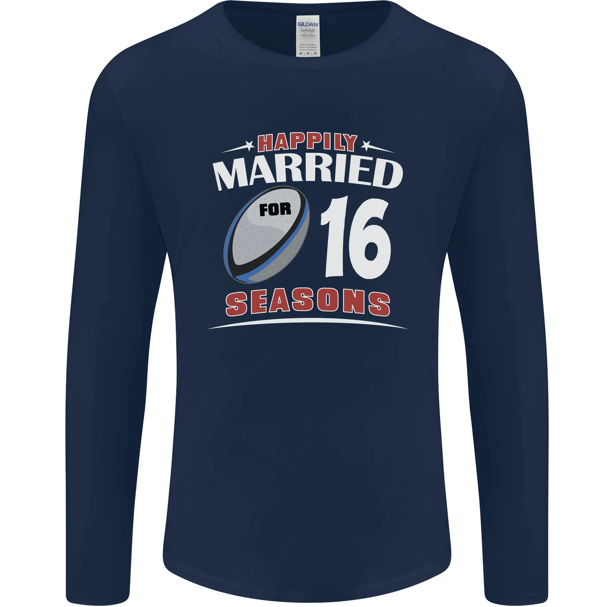 16 Year Wedding Anniversary 16th Rugby Mens Long Sleeve T-Shirt