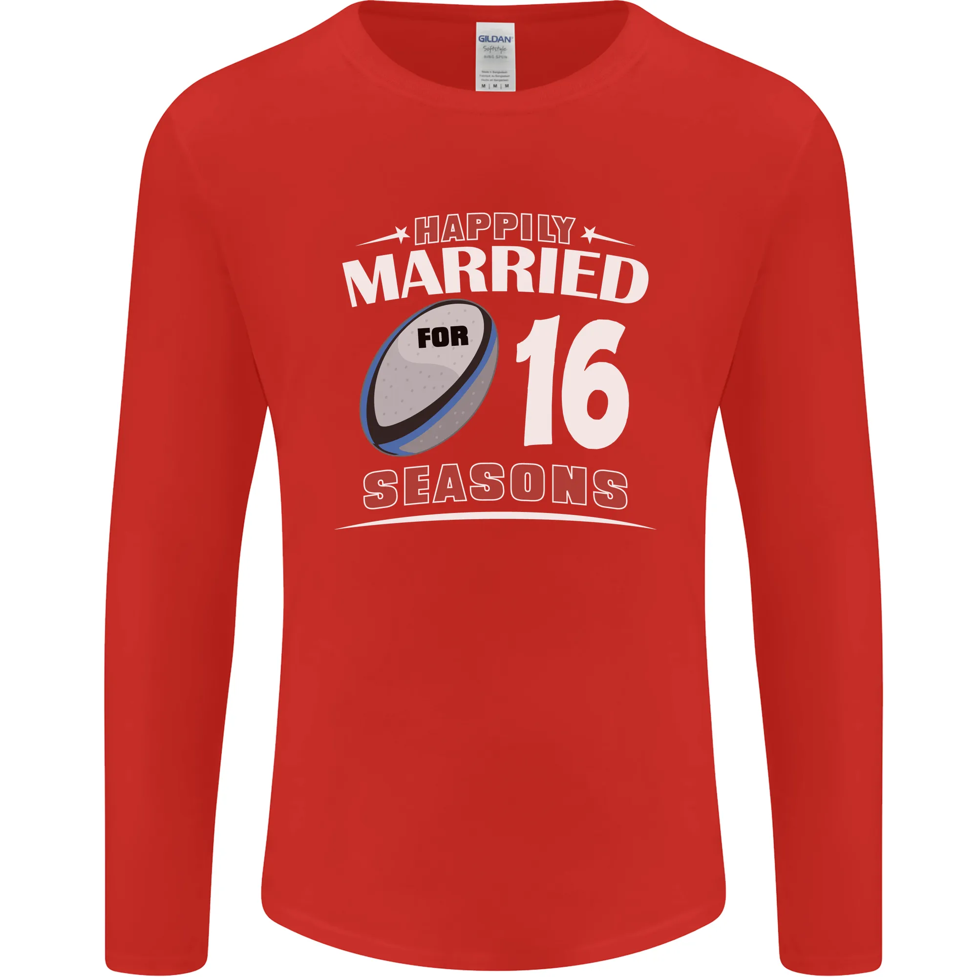 16 Year Wedding Anniversary 16th Rugby Mens Long Sleeve T-Shirt