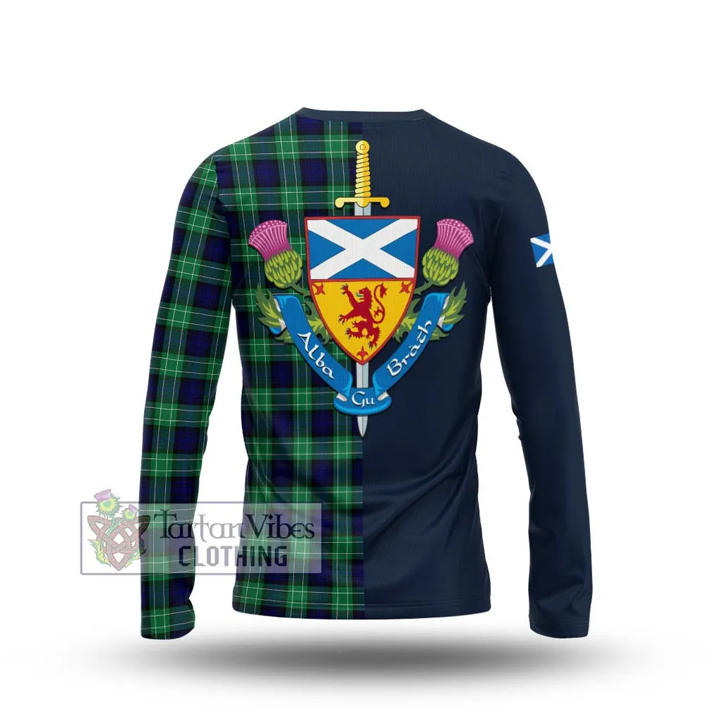 Abercrombie Tartan Long Sleeve T-Shirt Alba with Scottish Lion Royal Arm Half Style