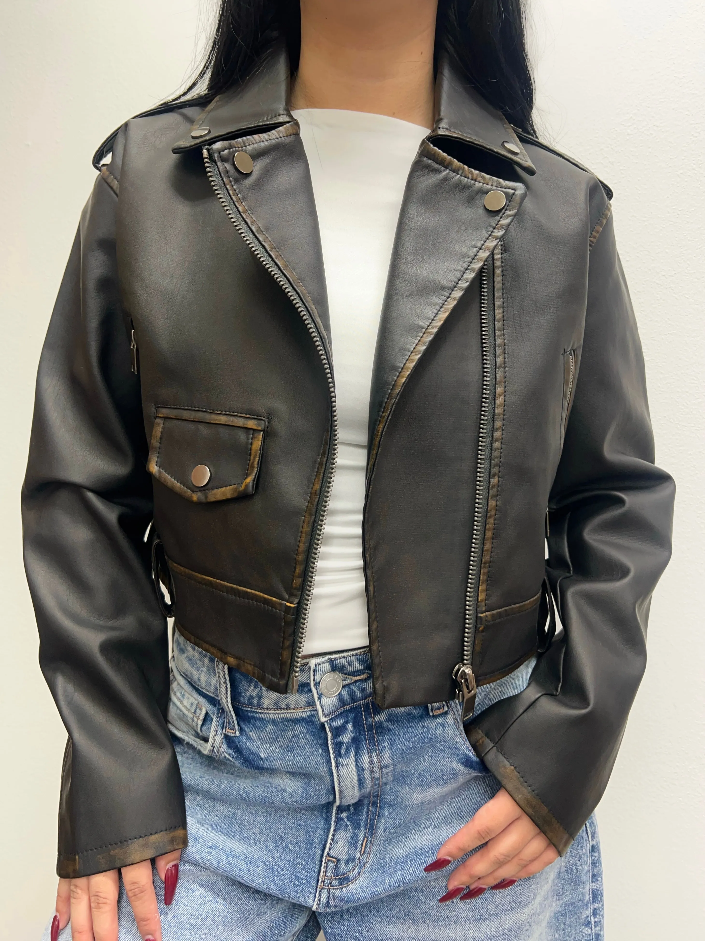 Adriana Leather Jacket (Brown)