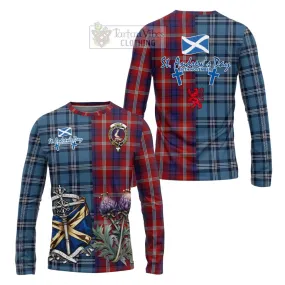 Ainslie Tartan Long Sleeve T-Shirt Happy St. Andrew's Day Half Tartan Style