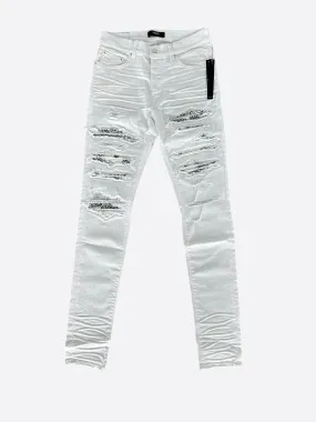 Amiri White & Black Bandana Patch Thrasher Jeans