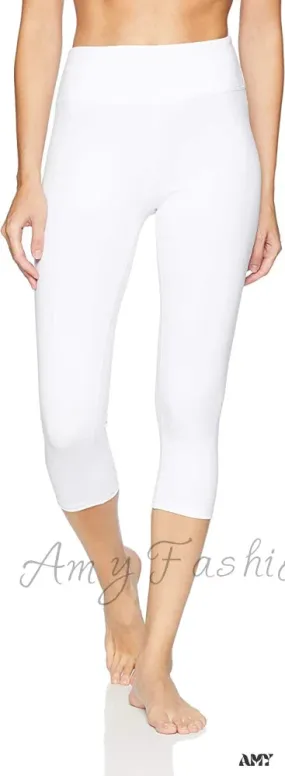 Amy Fashion - Capri Legging Inner Pocket Non See-Through Fabric Leggings