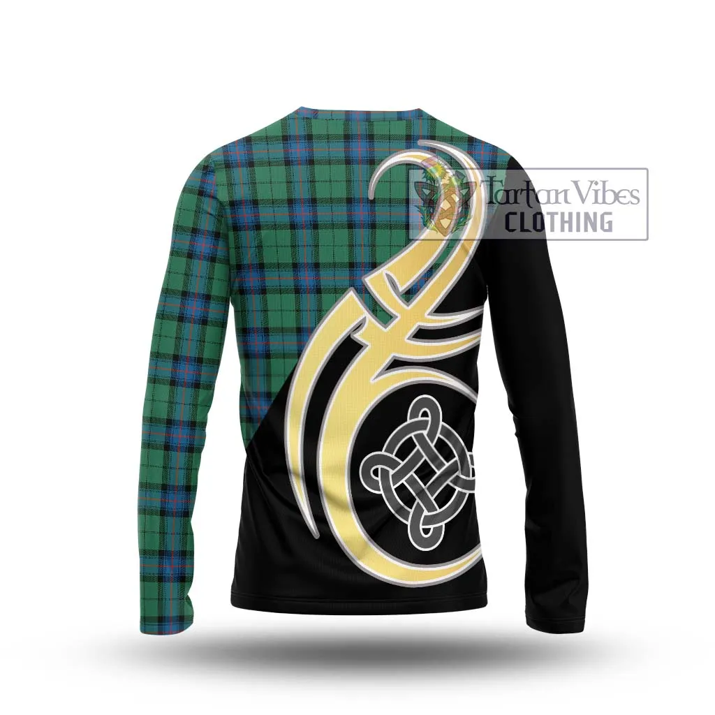 Armstrong Ancient Tartan Long Sleeve T-Shirt with Family Crest and Celtic Symbol Style