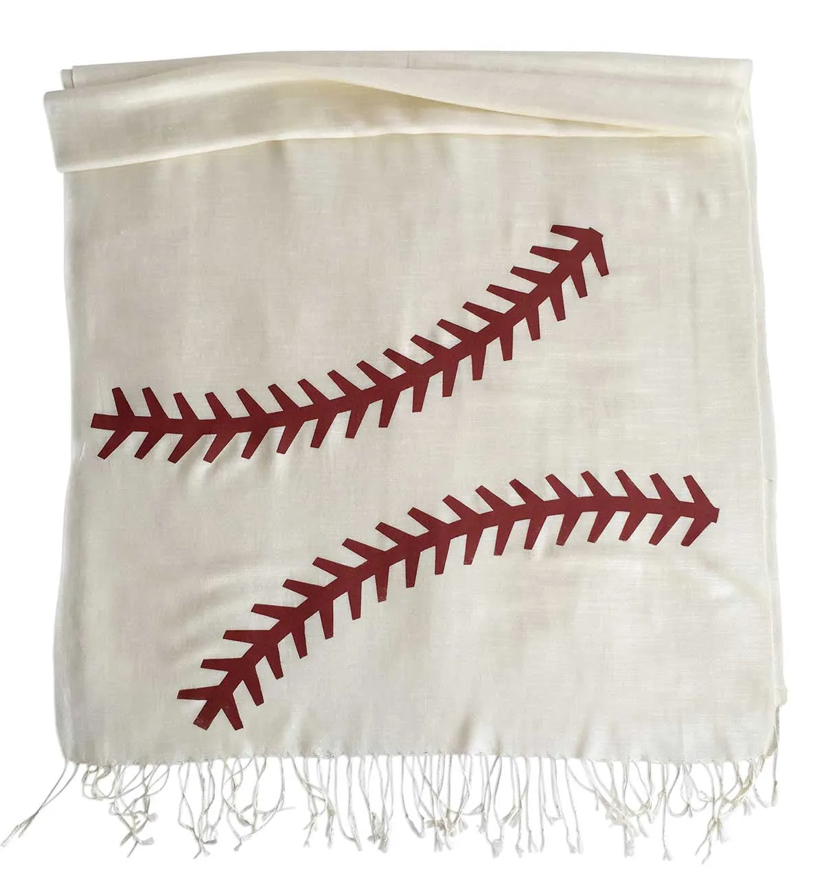 Baseball Stitching Scarf. Silkscreened Linen weave pashmina