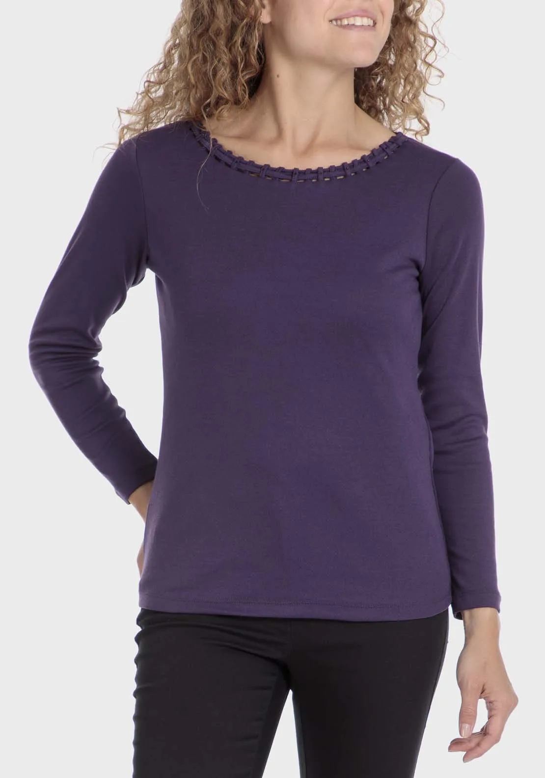 Basic T-Shirt With Gemstones - Purple