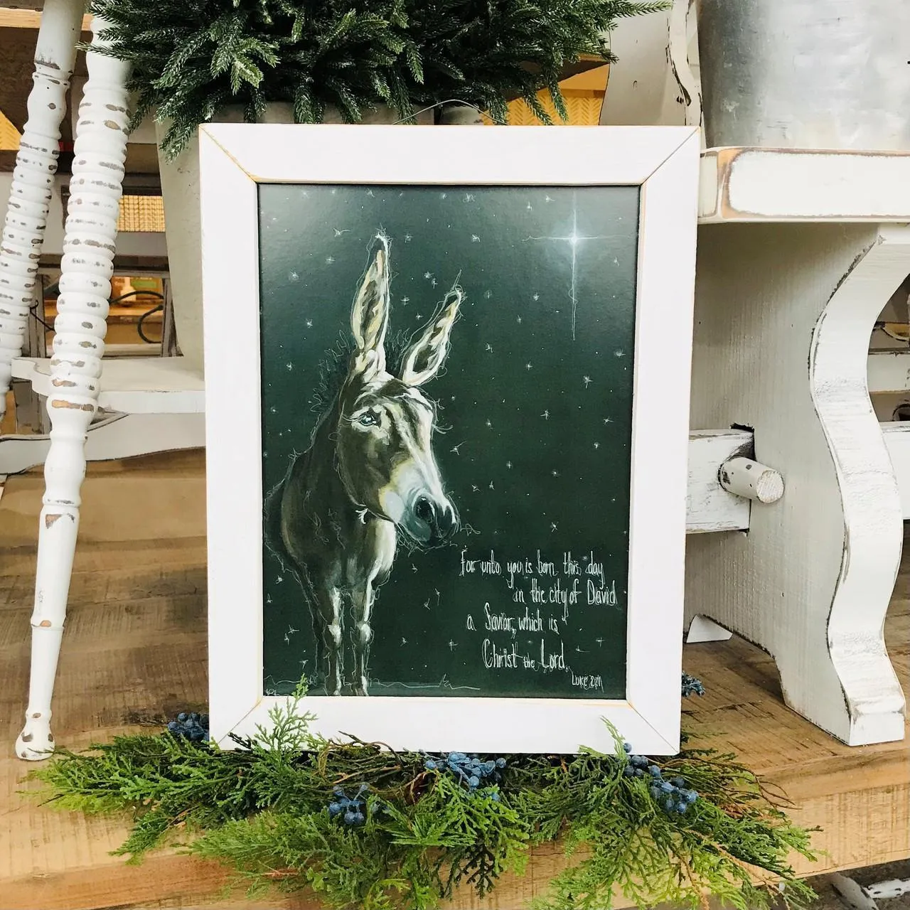 Bethlehem Donkey Framed Sign