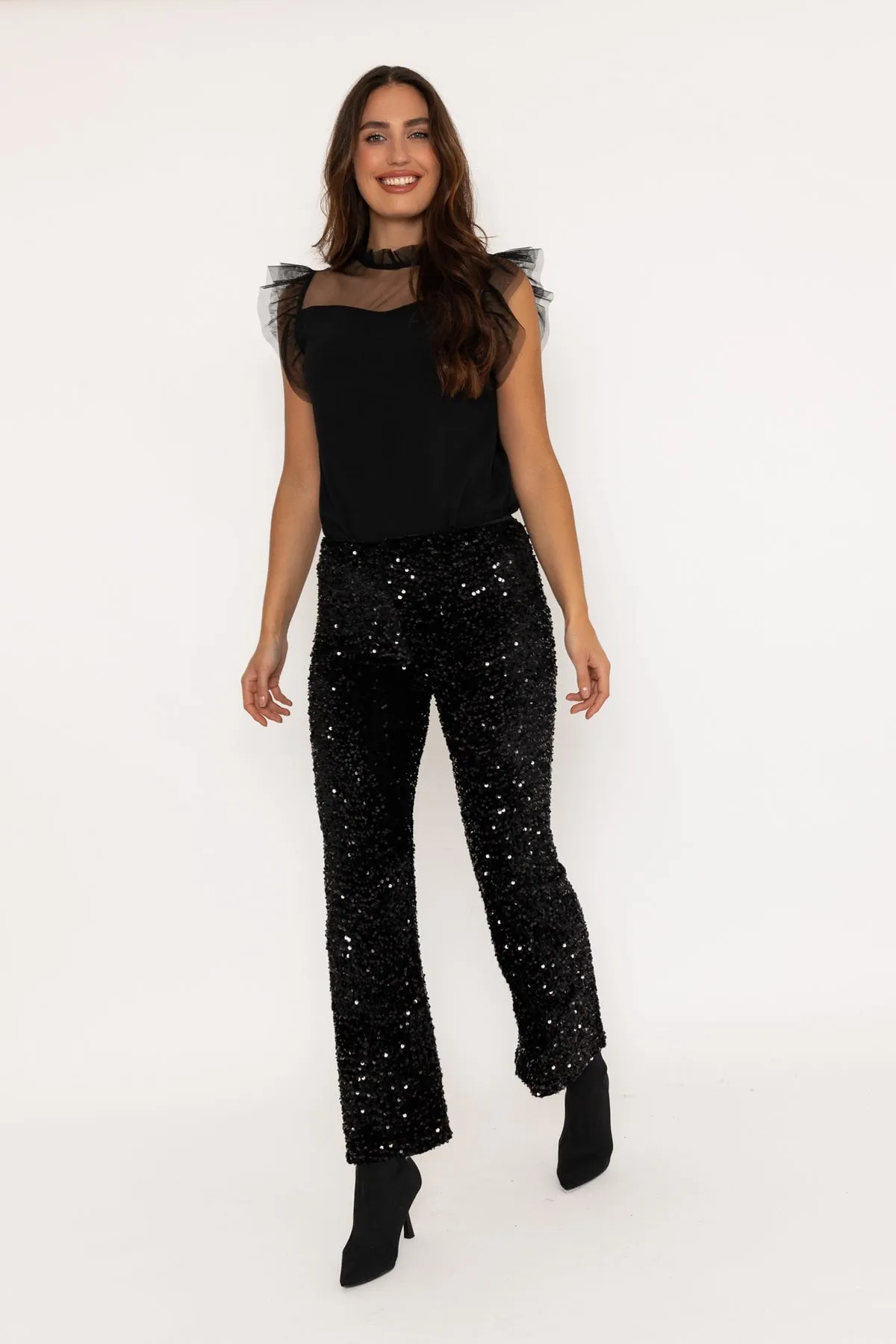 Black Sequin Trousers