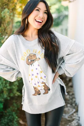 Boo Haw Heather Gray Sequin Pullover