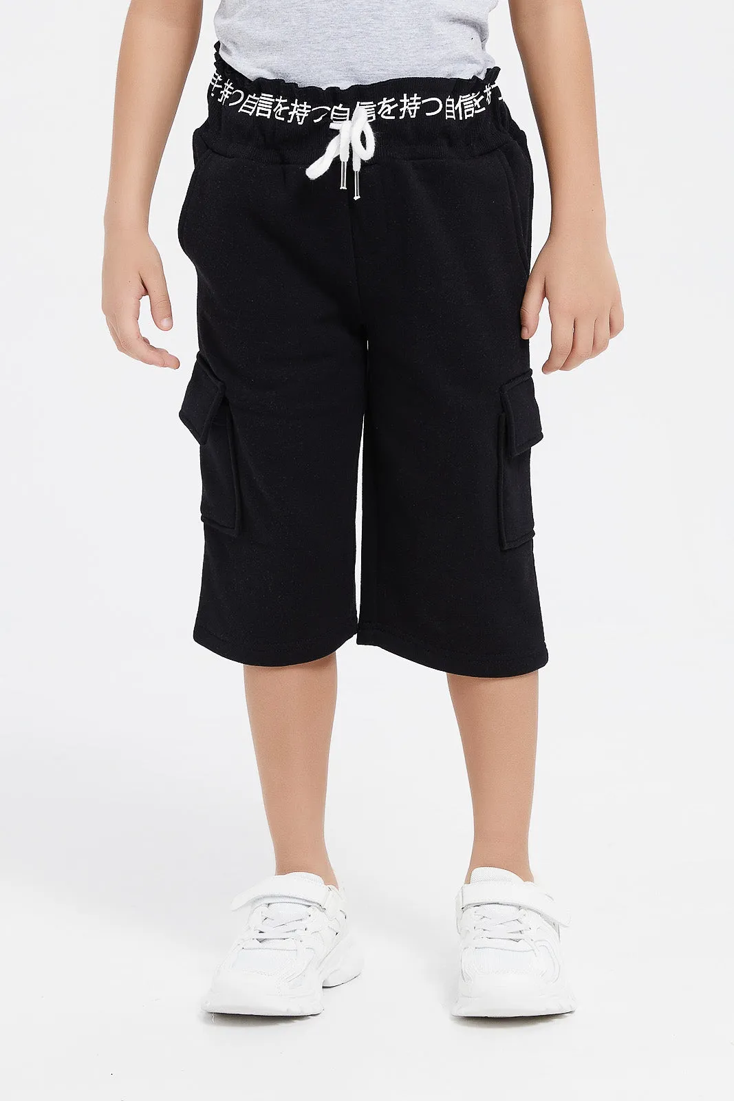 Boys Black Cargo Shorts