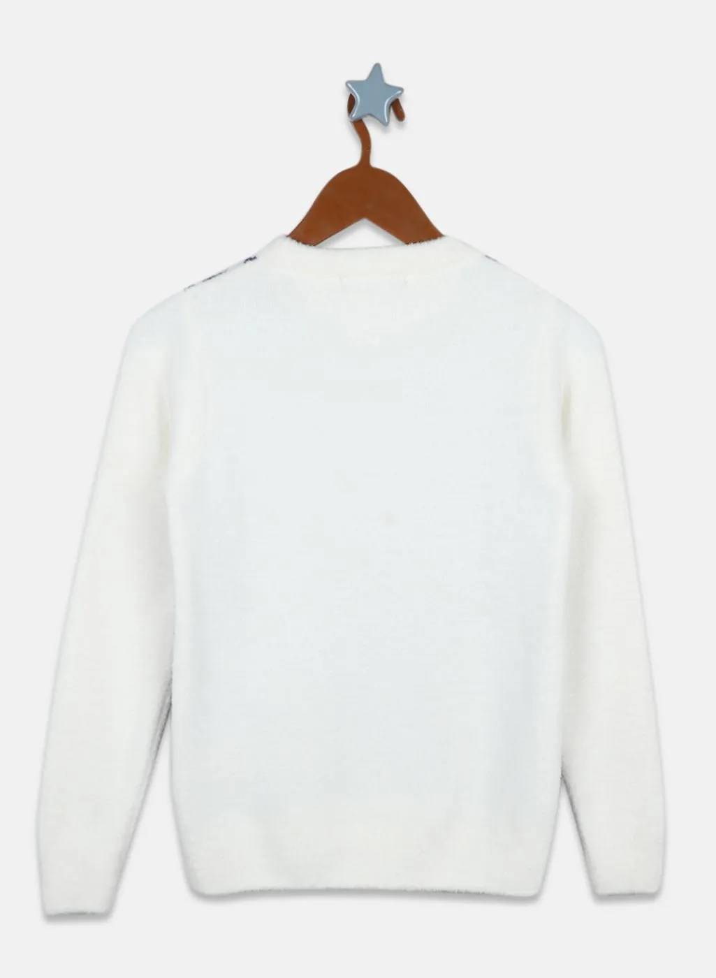 Boys Off White Jaquard Pullover