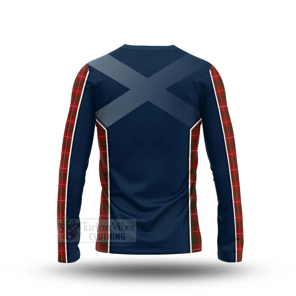 Bruce Tartan Long Sleeve T-Shirt with Family Crest and Scottish Thistle Vibes Sport Style