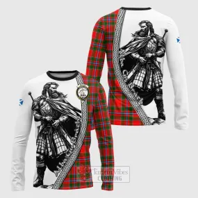 Butter Tartan Clan Crest Long Sleeve T-Shirt with Highlander Warrior Celtic Style