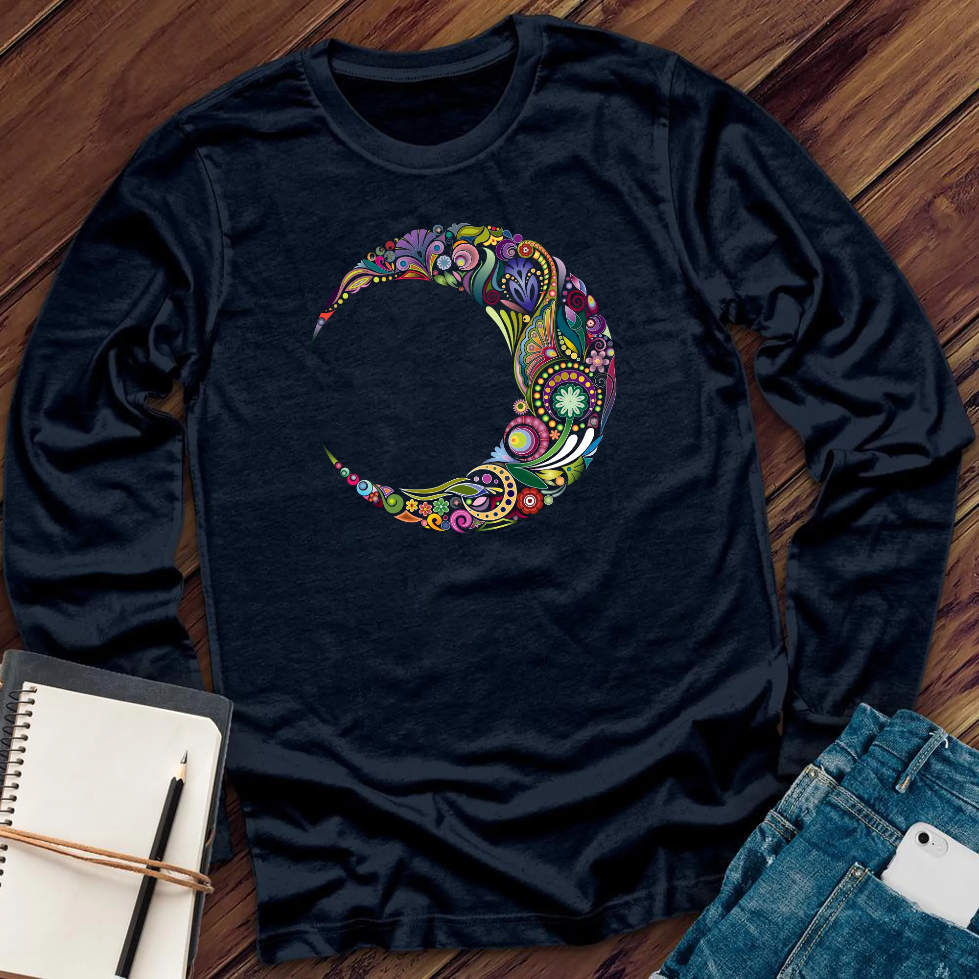 Colorful Moon Mandala Long Sleeve