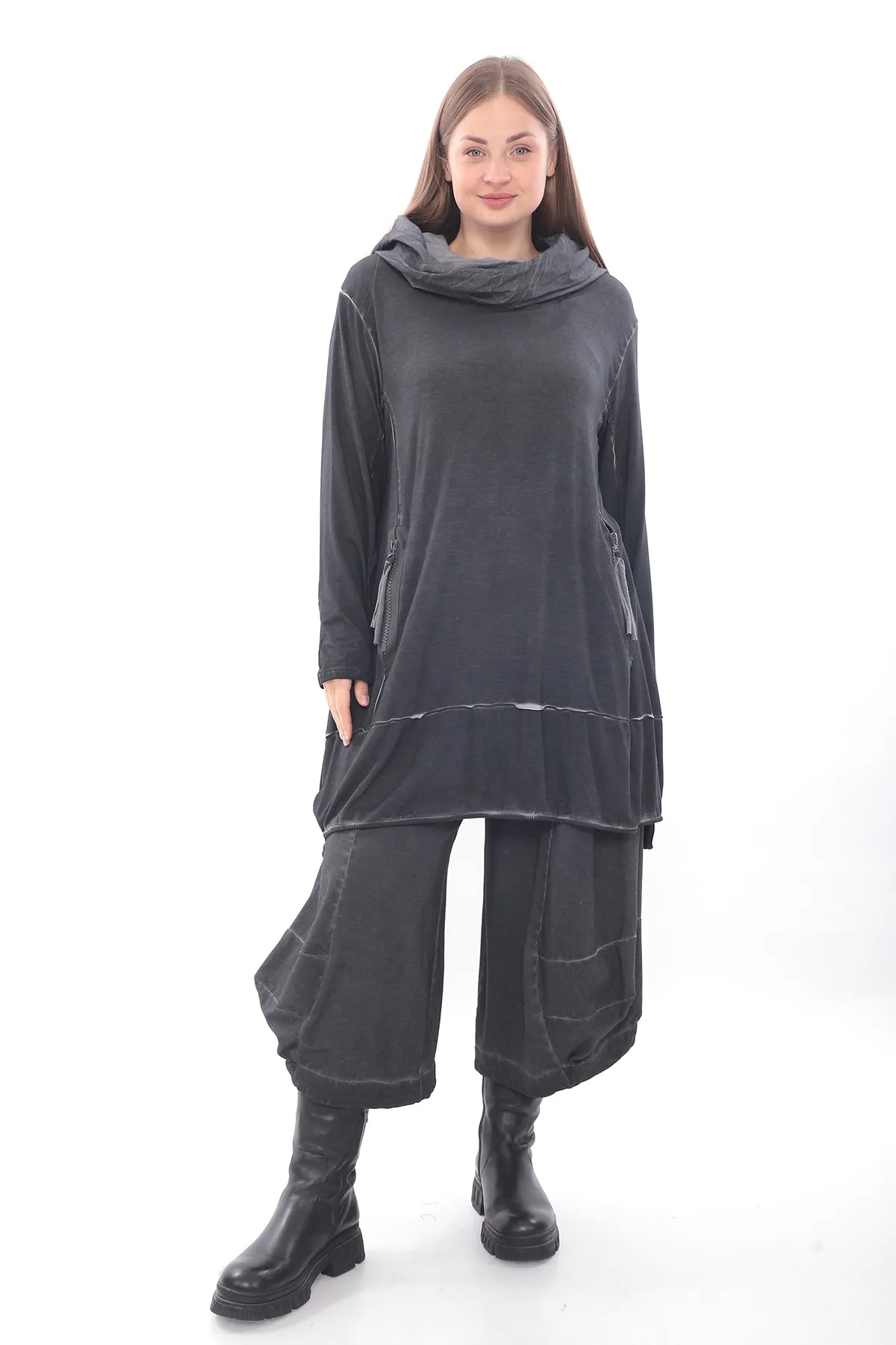 Cowl Neck Tunic in Anthracite