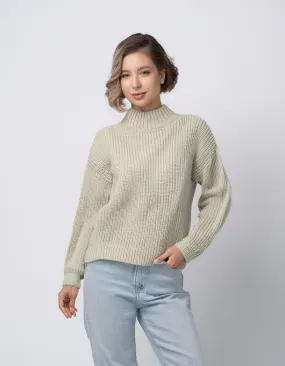 Cream High-Neck Pullover