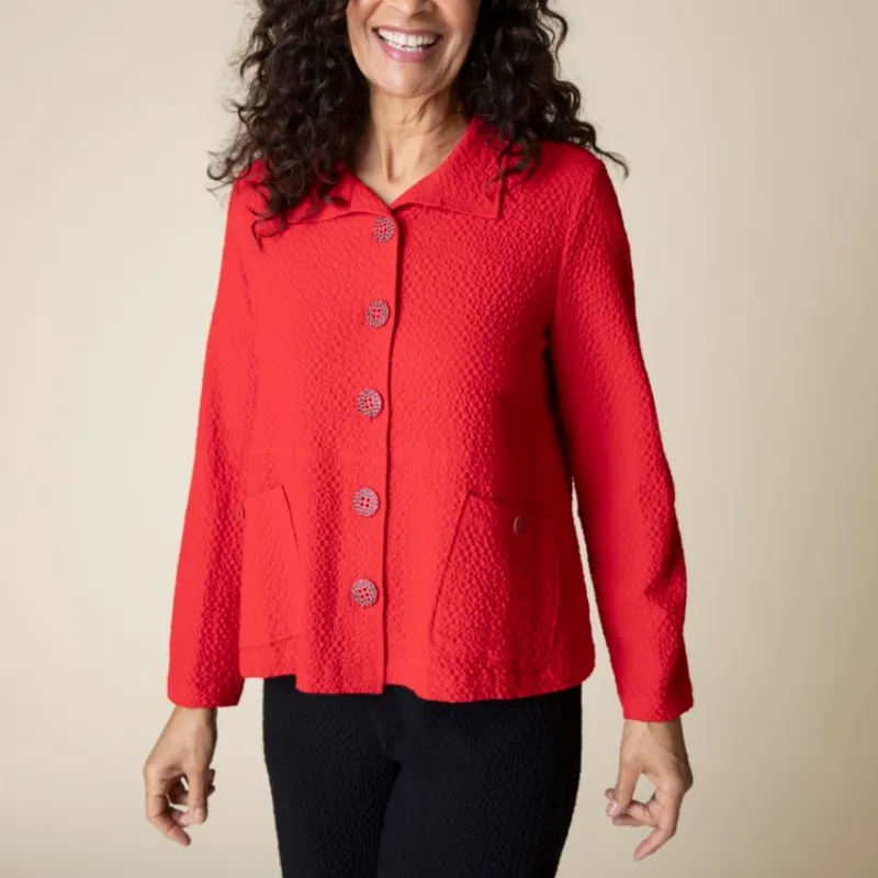 Crinkle Crepe Easy Swing Jacket - Travel Material