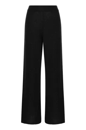 FABIANA FILIPPI Contemporary Black Cotton-Linen Trousers with Micro Sequins for Women