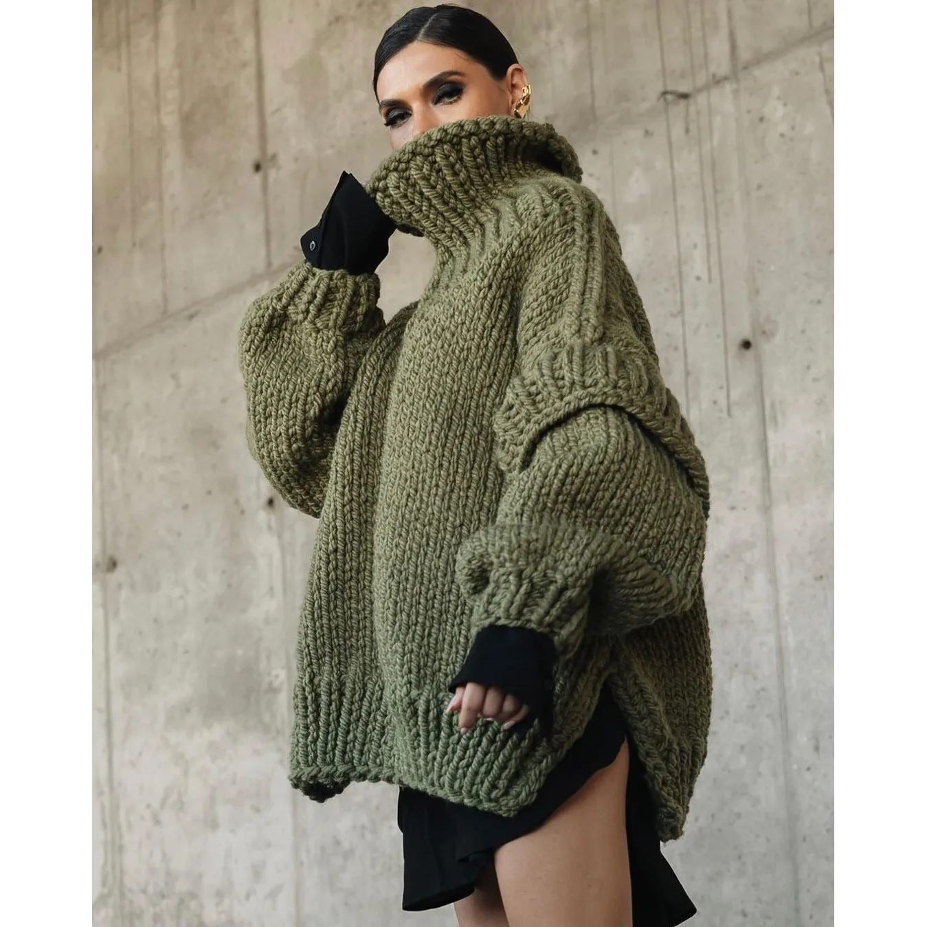 Fluffy Long-sleeved Turtleneck Sweater