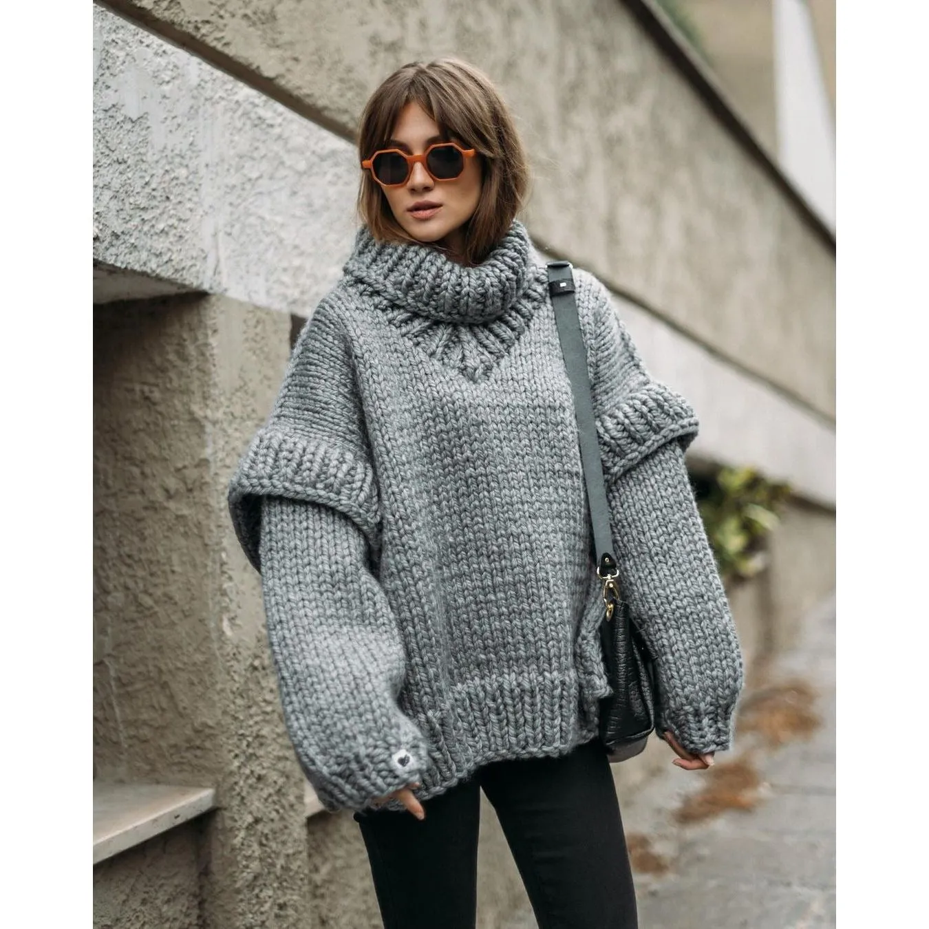 Fluffy Long-sleeved Turtleneck Sweater