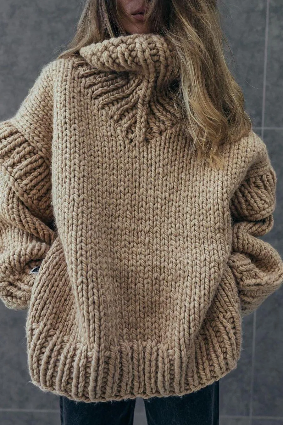 Fluffy Long-sleeved Turtleneck Sweater