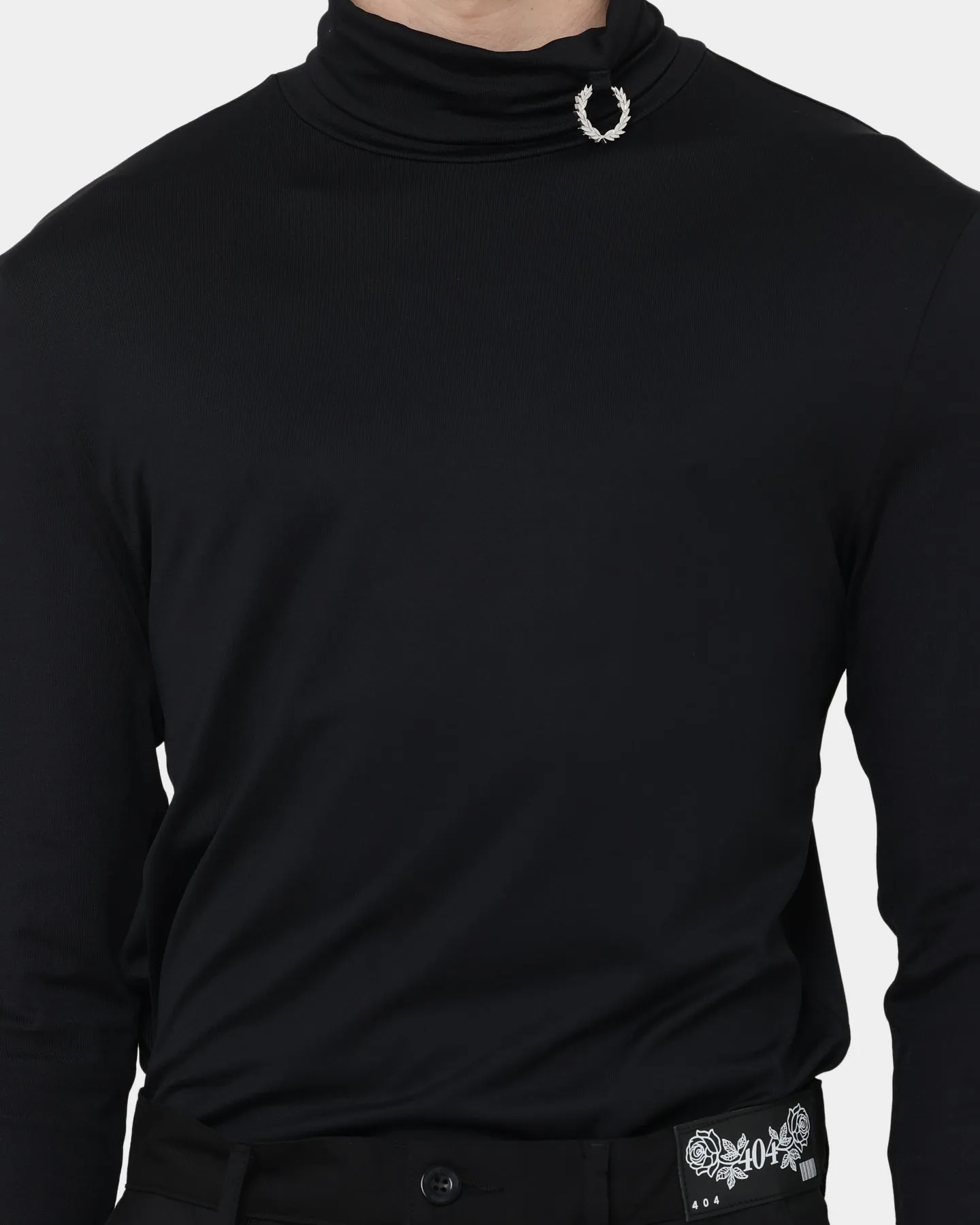 Fred Perry X Raf Simons Laurel Detail Roll Neck T-Shirt Black