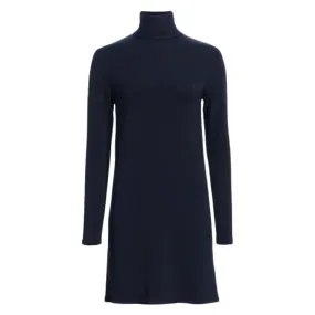 French Terry Turtle Neck Dress - Navy