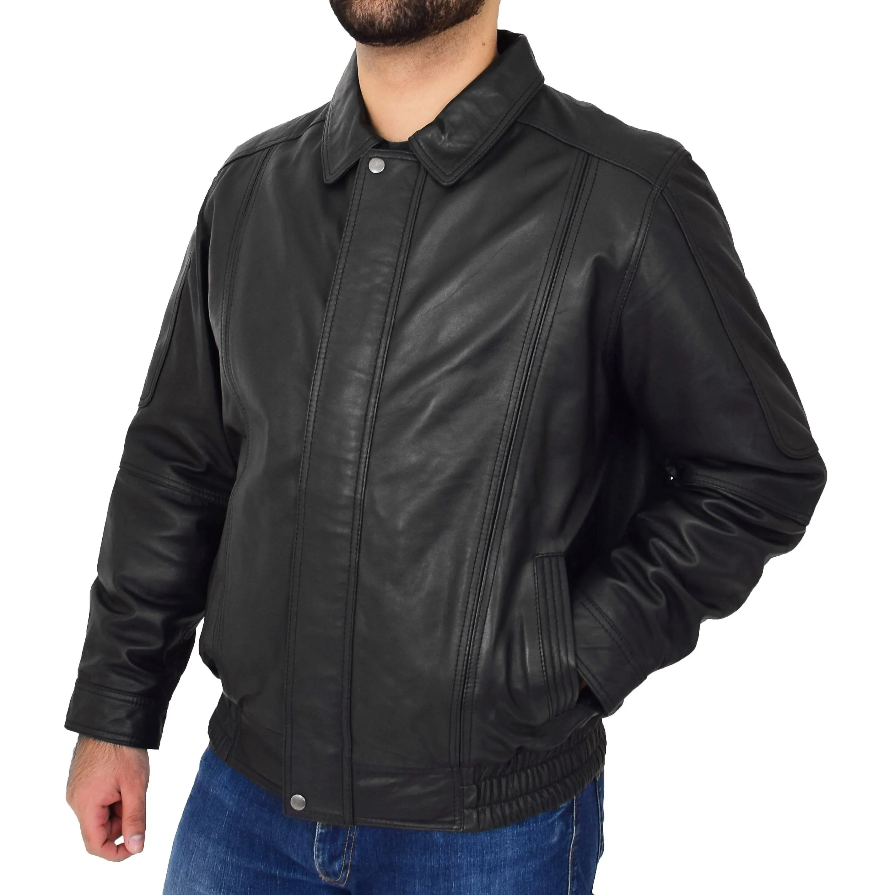 Gents Classic Blouson Leather Jacket Albert Black