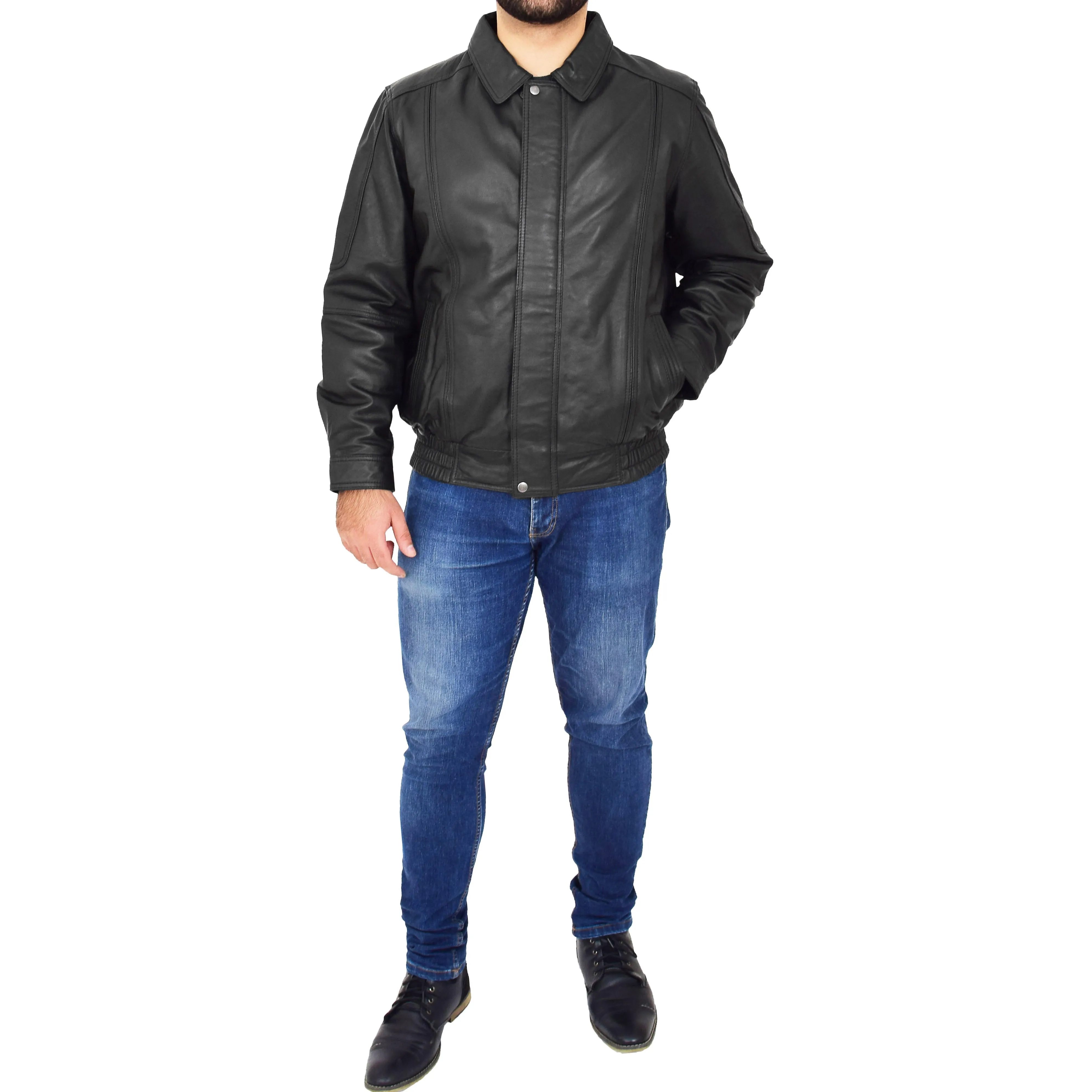 Gents Classic Blouson Leather Jacket Albert Black