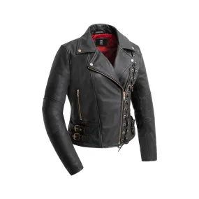 Gisele Womens Moto Style Leather Jacket