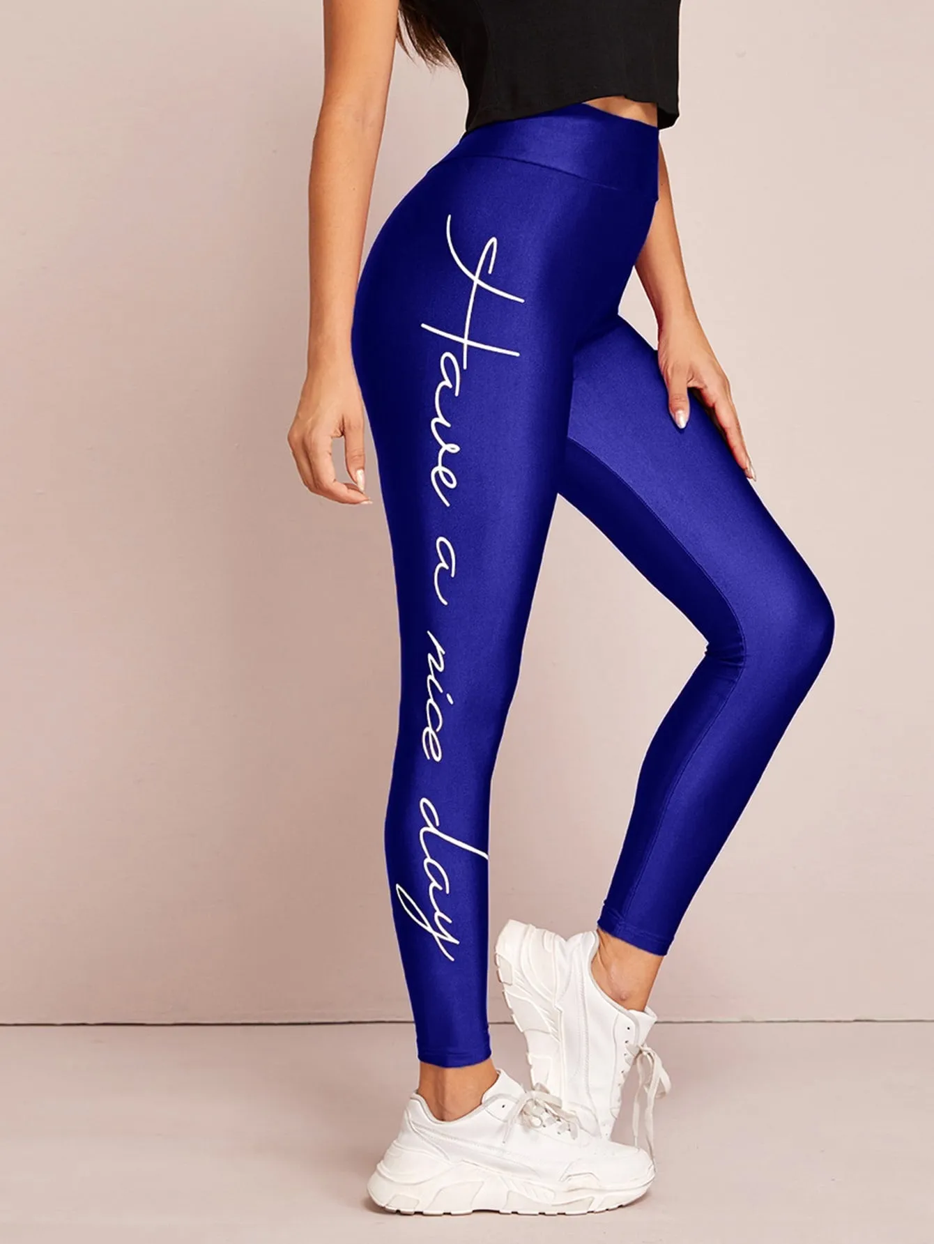 Glamorous Slogan Cropped Women Leggings