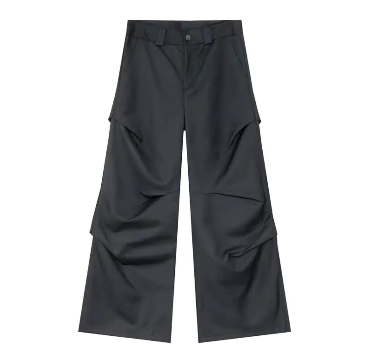 Gray Pleated Baggy Trousers