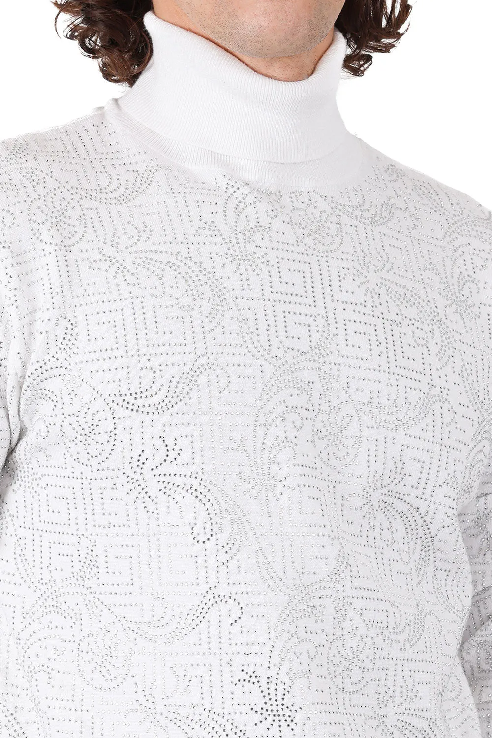 Greek Key Pattern Turtleneck Sweater