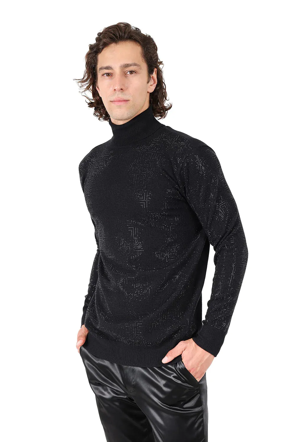 Greek Key Pattern Turtleneck Sweater