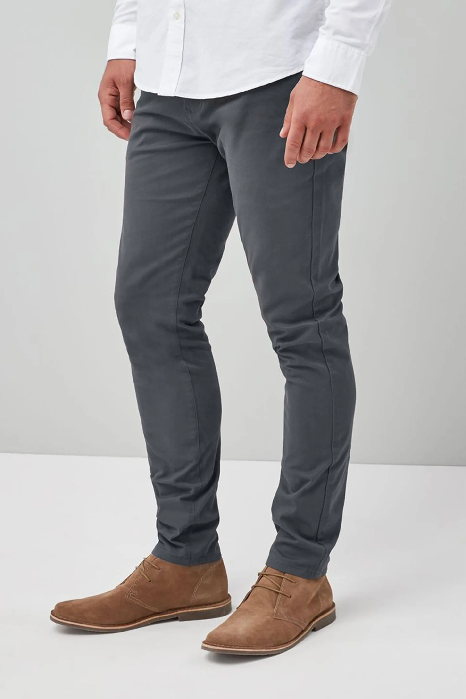 Grey Cotton Chinos Pants