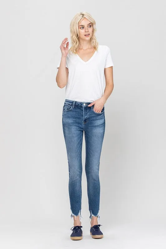 High Rise Ankle Skinny Hem Detail