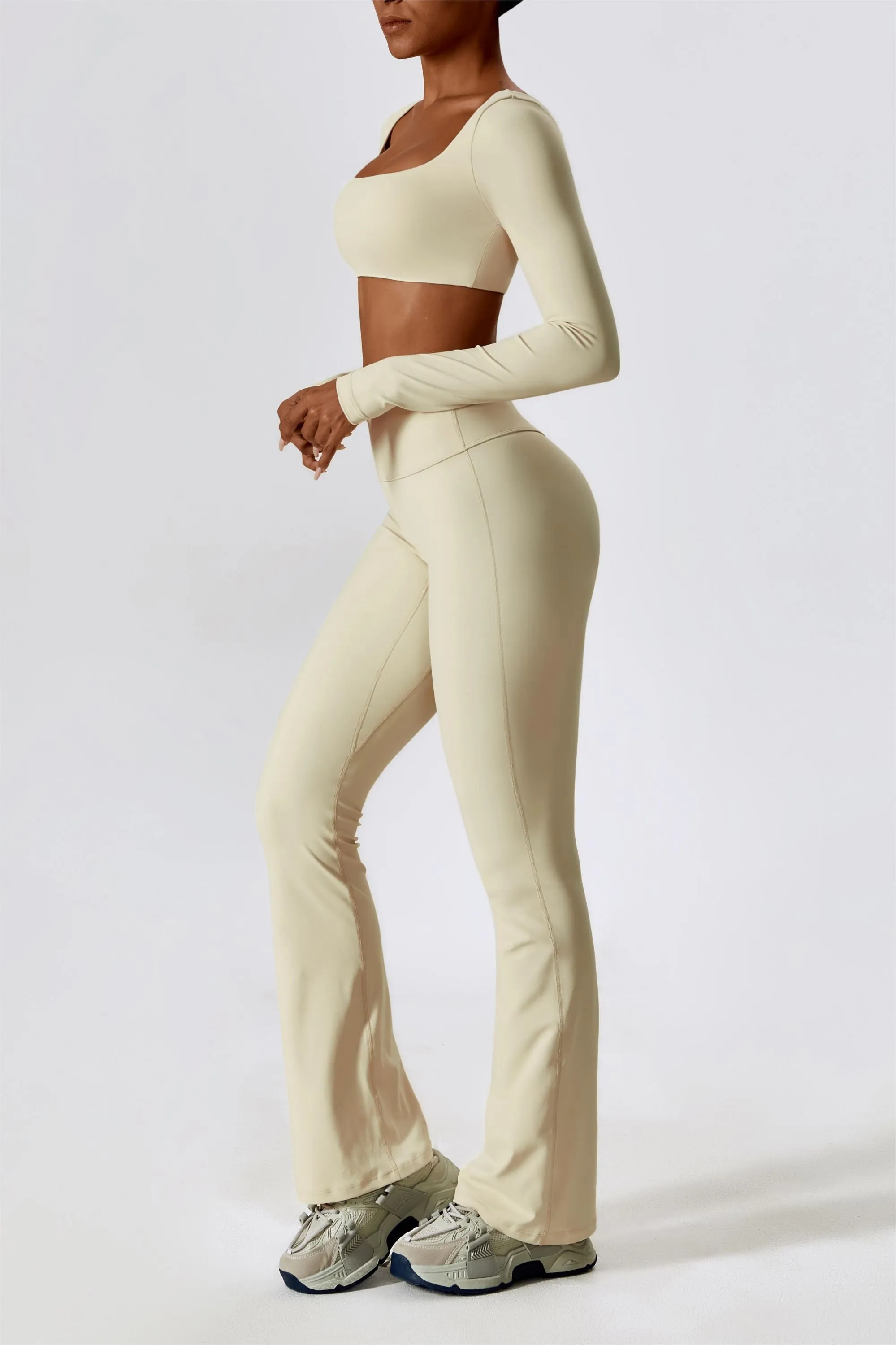 High-Rise Bootcut Flared Scrunch Leggings