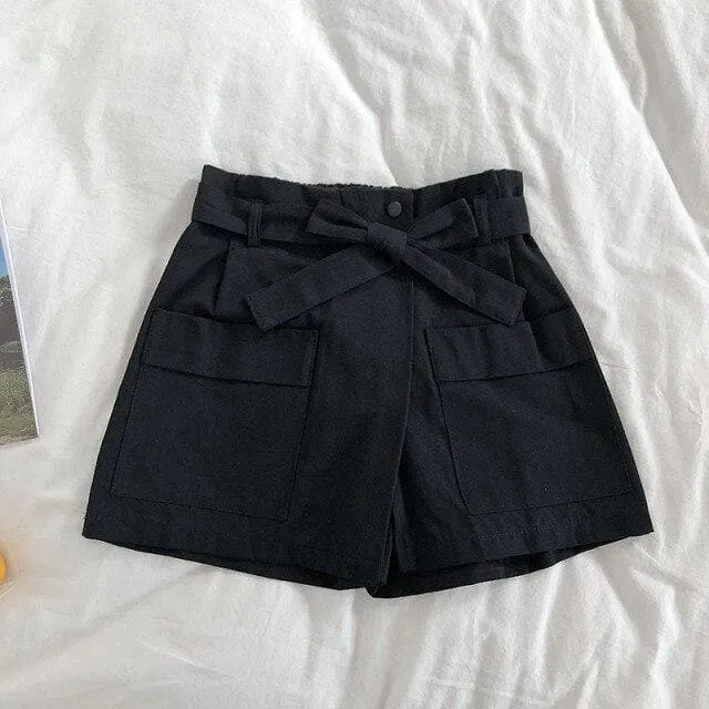 High Waist Shorts With Pockets And Waistband