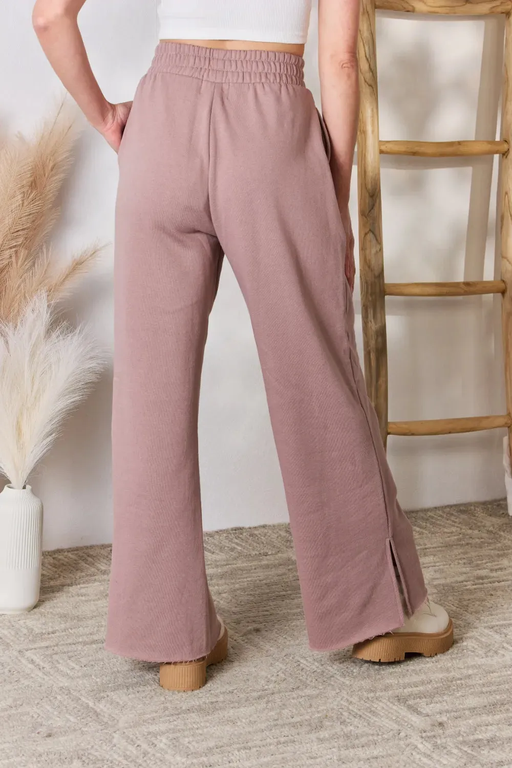 High Waist Slit Wide Leg Pants