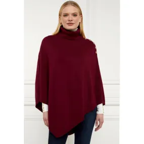 Holland Cooper Roll Neck Ladies Knit Cape - Wine