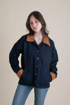 Homestead Jacket in Denim with Caramel