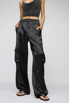 Iris Black Satin Parachute Cargo