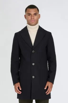 Josh Wool Melton Overcoat in Navy