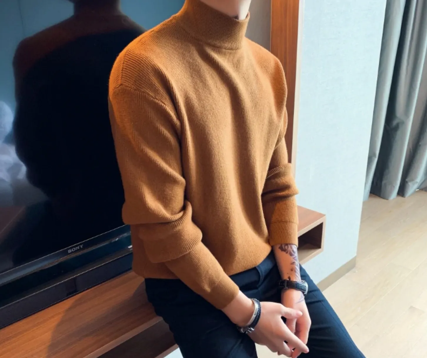 [Korean Style] 4 Colors Solid Wool Turtleneck