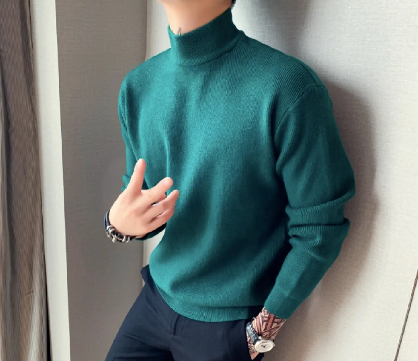 [Korean Style] 4 Colors Solid Wool Turtleneck