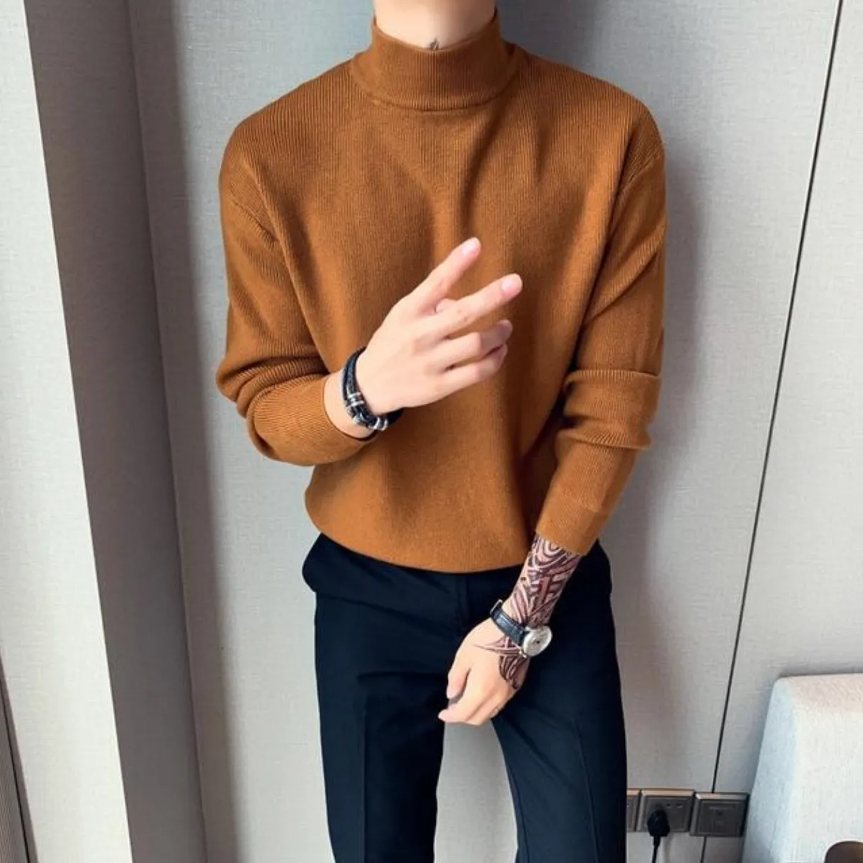 [Korean Style] 4 Colors Solid Wool Turtleneck