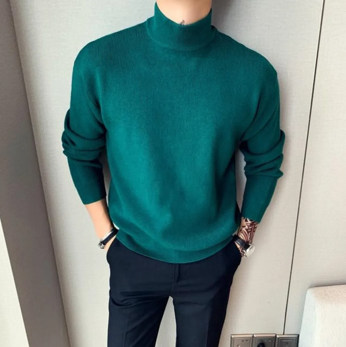 [Korean Style] 4 Colors Solid Wool Turtleneck