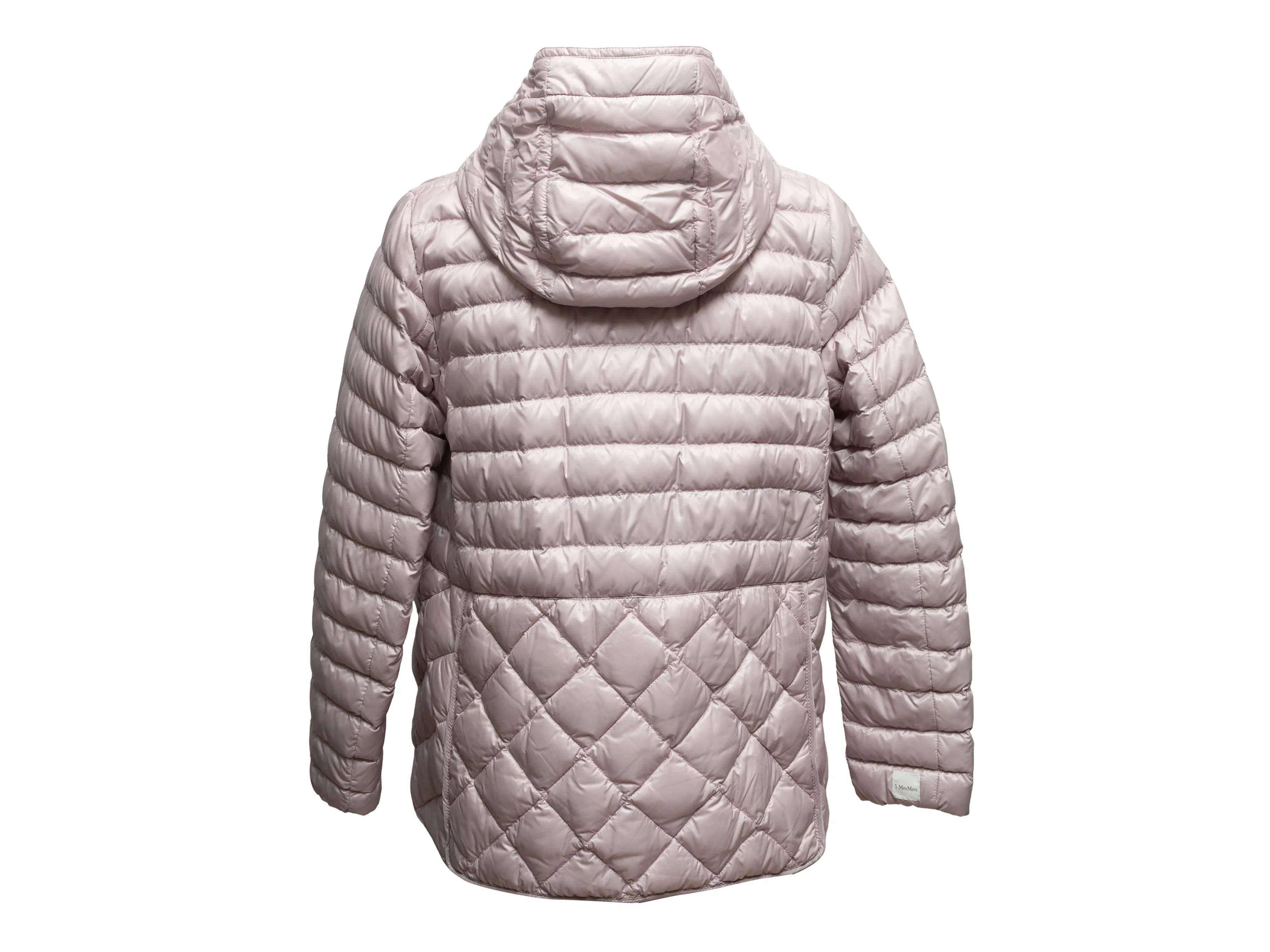 Light Mauve 'S Max Mara Foldable Quilted Hooded Jacket Size US 12