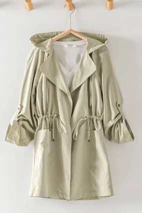 LIGHTWEIGHT TASSEL HOODED OPEN JACKET