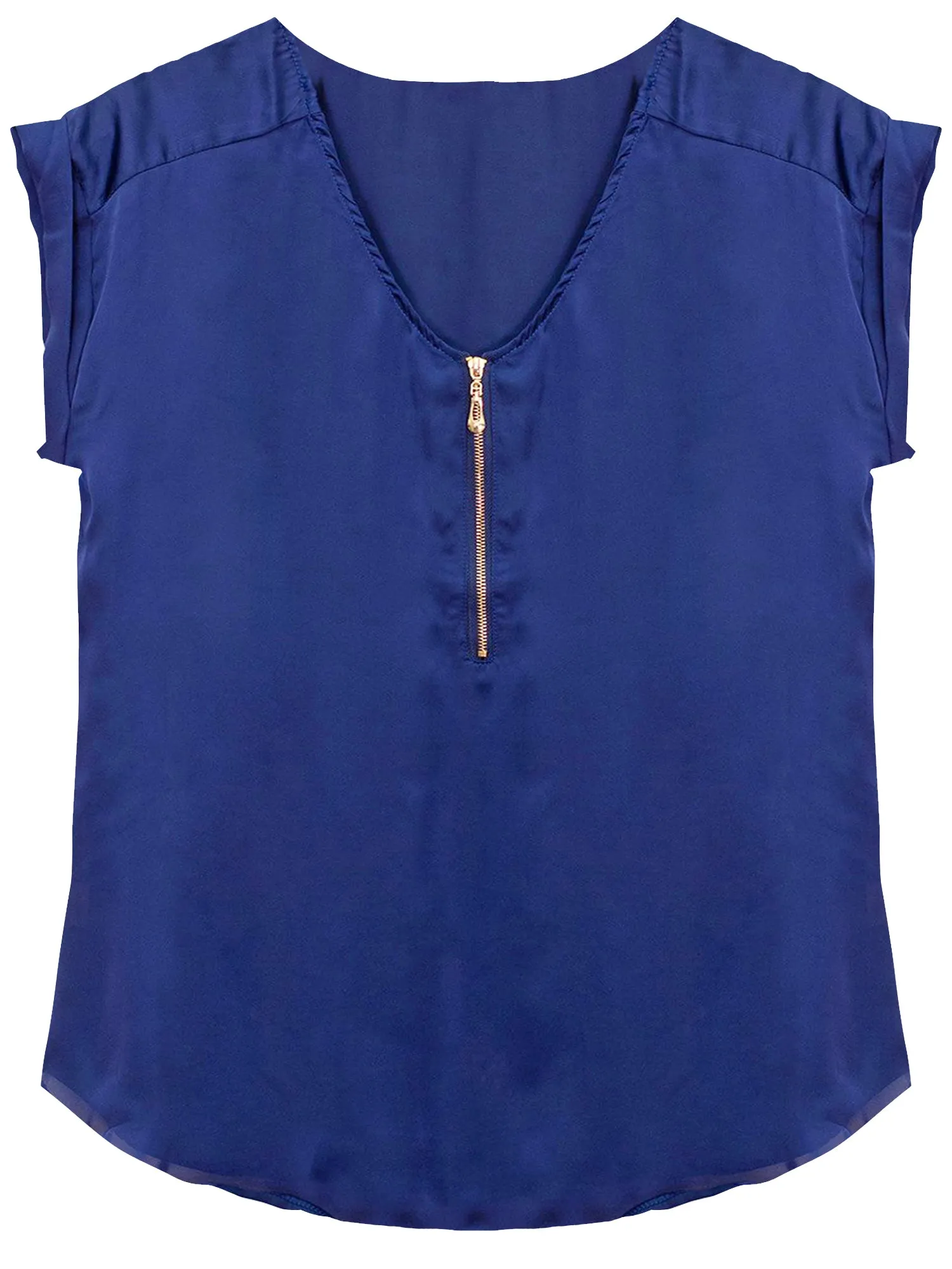 Lightweight Zipper Front Sleeveless Blouse